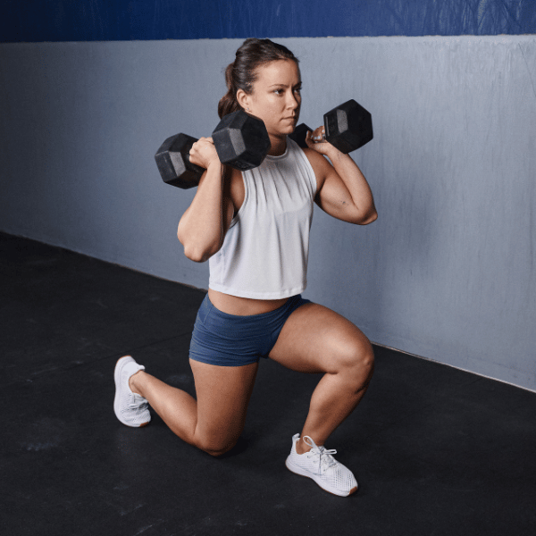 Athlete performs lunges for her exercises for ankle strength